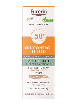 Imagen 2 del producto Protector Eucerin Solar Sun Oil Control Tinted Facial Tono Medio Fps50+ 50 ml