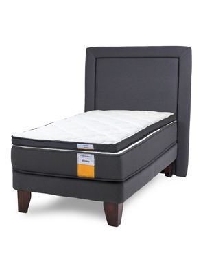 Cama Europea Funcional 1 Plaza + Respaldo + Topper