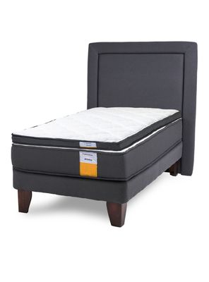 Cama Europea Funcional 1 Plaza Plus + Respaldo + Topper