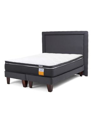 Cama Europea Funcional 2 Plazas + Respaldo + Topper