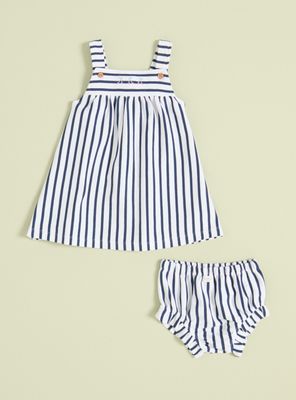 Imagen 1 del producto Conjunto Vestido con Calzón Estampado Rayas de Algodón