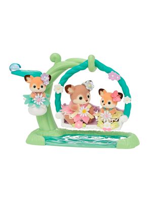 Figuras de Colección Bebés Ciervo en Columpio Floral