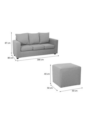 Imagen 2 del producto Juego de Living Marco 3 Cuerpos + 2 Pouf Tela