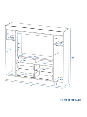 Imagen 2 del producto Clóset 2 Puertas 4 Cajones Baker Blanco
