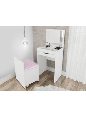 Tocador Multiuso con Espejo + Pouf