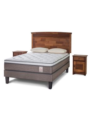 Cama Europea New Style 6 2 Plazas + Set Veneto + Almohadas Memory Max