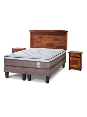 Cama Europea New Style 6 2 Plazas Base Dividida + Set Veneto