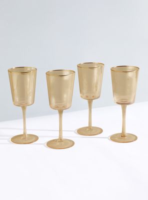 Set 4 Copas Vino Ambar Gold