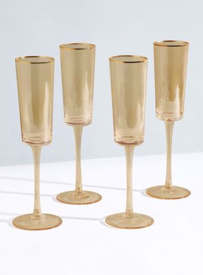 Set 4 Copas Champaña Ambar Gold