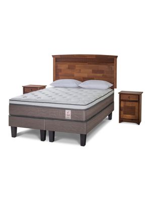 Cama Europea New Style 6 King + Set Veneto + Almohadas