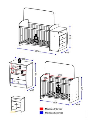 Imagen 2 del producto Cuna con Mudador Bambini Rosado