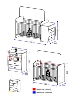Imagen 2 del producto Cuna Mudador Bambini Azul