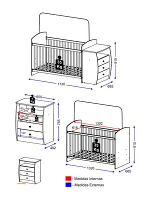 Imagen 2 del producto Cuna con Mudador Bambini Gris
