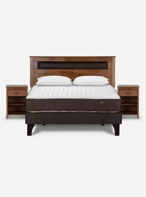 Cama Europea Ergo T 2 Plazas + Respaldo + Veladores