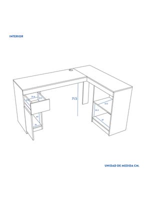 Imagen 2 del producto Escritorio Esquinero Palermo 1 Cajón 1 Puerta Blanco