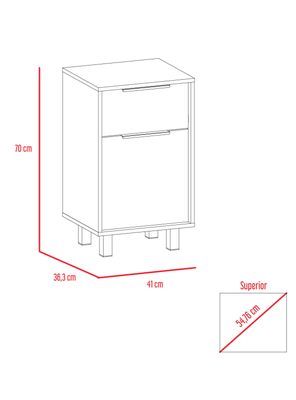 Imagen 2 del producto Velador Kaia Z-41 1 Cajón y 1 Puerta Miel-Blanco