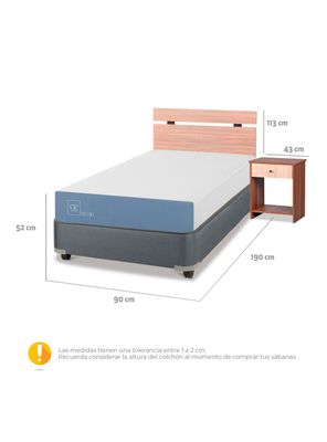 Imagen 2 del producto Cama Americana Excellence 1 Plaza x190 cm + Set de Muebles Olmo