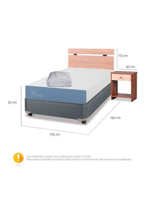 Imagen 2 del producto Cama Americana Excellence 1.5 Plazas x190 cm + Set de Muebles Olmo + Plumón