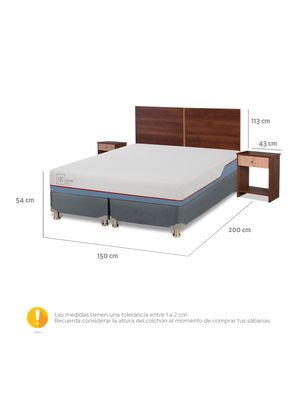 Imagen 2 del producto Cama Americana Excellence Plus 2 Plazas Base Dividida + Set de Muebles Stylo