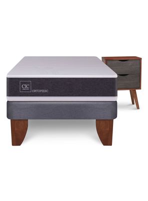 Cama Europea New Ortopedic 1.5 Plazas Veladores Niger