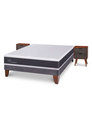 Cama Europea New Ortopedic 2 Plazas Bn Veladores Niger