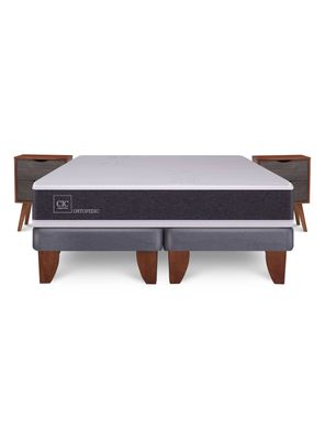 Cama Europea New Ortopedic 2 Plazas Bd Veladores Niger