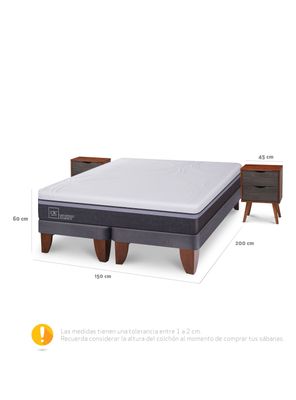 Imagen 2 del producto Cama Europea Ortopedic Advance 2 Plazas Base Dividida + Veladores Niger