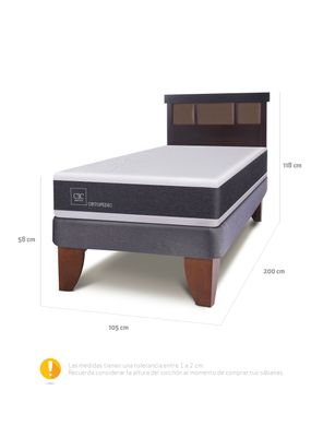 Imagen 2 del producto Cama Europea New Ortopedic 1.5 Plazas Respaldo New Dublin Choc