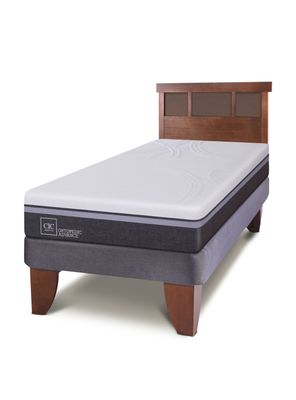 Cama Europea Ortopedic Advance 1.5 Plazas + Respaldo New Dublín Caramelo