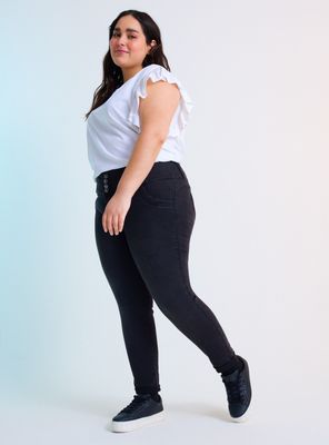 Jeans Pretina Alta con 3 Botones