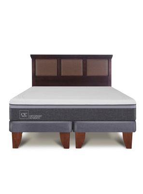 Cama Europea Ortopedic Advance 2 Plazas Base Dividida + Respaldo New Torino Chocolate