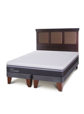 Cama Europea Ortopedic Advance King + Respaldo New Torino Chocolate