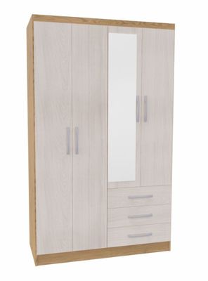 Clóset Amelia con Espejo 4 Puertas 3 Cajones Bicolor