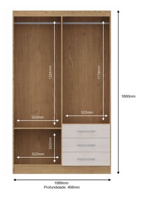Imagen 2 del producto Clóset Amelia con Espejo 4 Puertas 3 Cajones Bicolor
