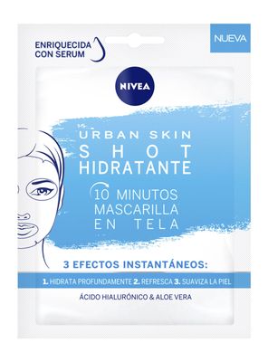 Mascarilla Nivea en Tela Urban Skin Shot Hidratante 10 Minutos