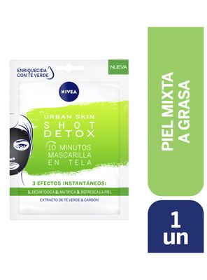 Mascarilla Nivea en Tela Urban Skin Shot Detox 10 Minutos