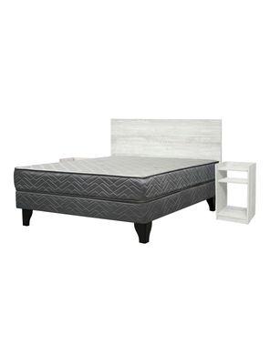 Cama Europea Apolo Black 2 Plazas + Set Alba White