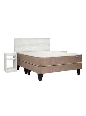 Cama Europea Bamboo Base Dividida 2 Plazas + Set Alba White