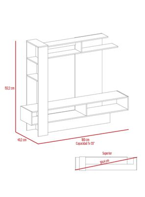 Imagen 2 del producto Estante Flamenco Tv 60"" Wengue-Plomo