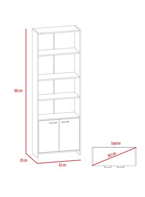 Imagen 2 del producto Biblioteca Lisa 1.80 con Puertas Habano
