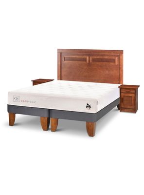 Cama Europea Cocopedic 2 Plazas Base Dividida + Set Muebles Milan