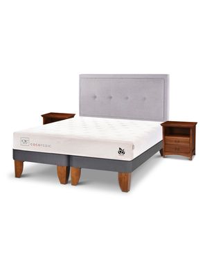 Cama Europea Cocopedic 2 Plazas Base Dividida + Set Muebles Ganges