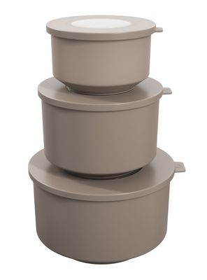 Juego 3 Potes Redondos con Tapa Gris