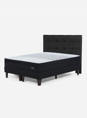 Cama Europea Tempo 2 Plazas Base Dividida + Respaldo Issey Grafito