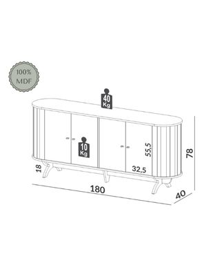 Imagen 2 del producto Buffet 4 Puertas Tb296 1.8 Curvo