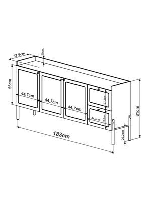 Imagen 2 del producto Buffet Ratán 3 Puertas 2 Cajones