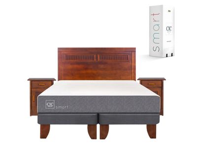 Cama Europea Smart 2 Plazas Base Dividida + Set Muebles Milán