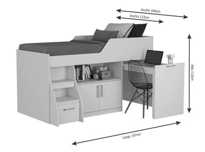 Imagen 2 del producto Cama Funcional 1.5 Plazas Retráctil Blanco