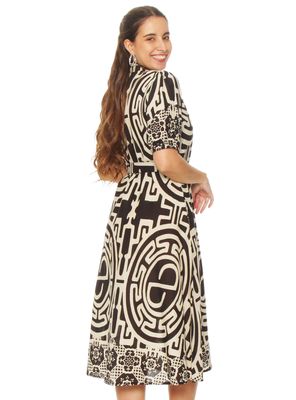 Imagen 2 del producto Vestido Estampado Manga Corta con Cinturón