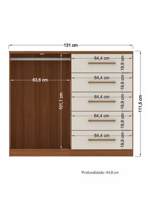 Imagen 2 del producto Cómoda Málaga 2 Puerta 5 Cajones Jatoba Arena